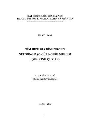 Luận văn thạc sĩ tìm hiểu gia đình trong nếp sống đạo của người muslim qua kinh quran
