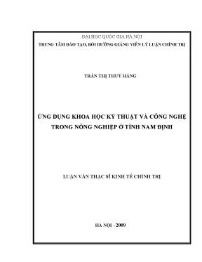 Luận văn thạc sĩ ứng dụng khoa học kỹ thuật và công nghệ trong nông nghiệp ở tỉnh nam định