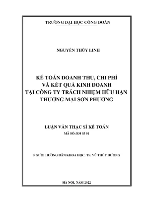 Luận văn thạc sĩ kế toán doanh thu chi phí và kết quả kinh doanh tại công ty trách nhiệm hữu hạn thương mại sơn phương