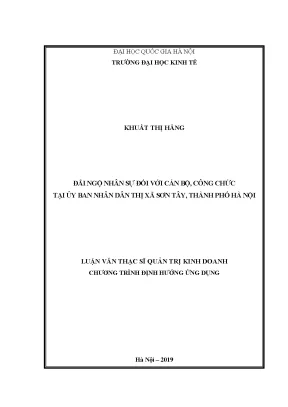 Luận văn thạc sĩ đãi ngộ nhân sự đối với cán bộ công chức tại ủy ban nhân dân thị xã sơn tây thành phố hà nội
