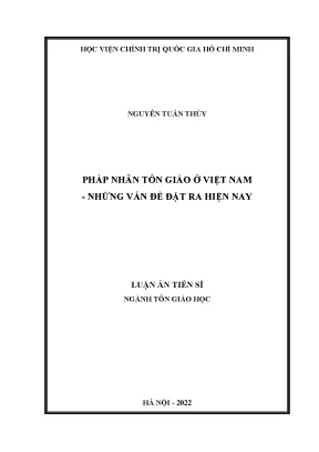 Luận án tiến sĩ pháp nhân tôn giáo ở việt nam những vấn đề đặt ra hiện nay