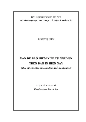 Luận văn thạc sĩ vấn đề bảo hiểm y tế tự nguyện trên báo in hiện nay