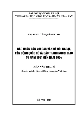 Luận văn thạc sĩ báo nhân dân với các vấn đề đối ngoại vận động quốc tế và đấu tranh ngoại giao từ năm 1951 đến năm 1954