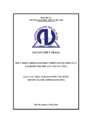 Luận văn thạc sĩ thực hiện chính sách phát triển nguồn nhân lực tại bệnh viện phụ sản trung ương