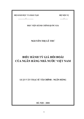Luận văn thạc sĩ điều hành tỷ giá hối đoái của ngân hàng nhà nước việt nam