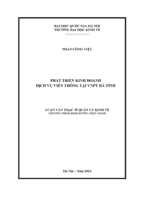 Luận văn thạc sĩ phát triển kinh doanh dịch vụ viễn thông tại vnpt hà tĩnh