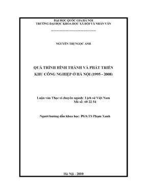 Luận văn thạc sĩ quá trình hình thành và phát triển khu công nghiệp ở hà nội 1995 2008