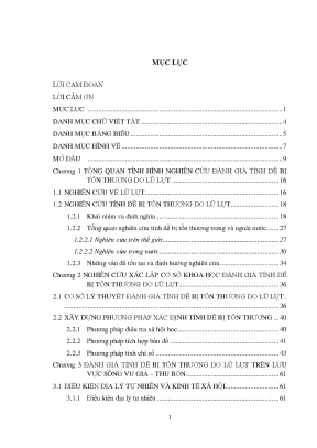 Luận án nghiên cứu xác lập cơ sở khoa học đánh giá tính dễ bị tổn thương do lũ lụt lưu vực sông vu gia thu bồn phục vụ quy hoạch phòng chống thiên tai