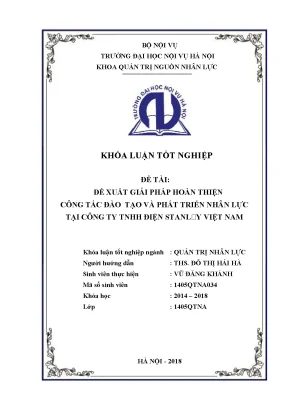 Luận văn tốt nghiệp đề xuất giải pháp hoàn thiện công tác đào tạo và phát triển nhân lực tại công ty tnhh điện stanley việt nam