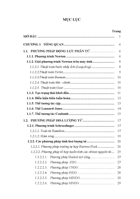 Luận án tiến sĩ ứng dụng phương pháp mô phỏng động lực phân tử nghiên cứu tương tác giữa phối tử với protein và adn luận án ts hóa học 62 44 31 01