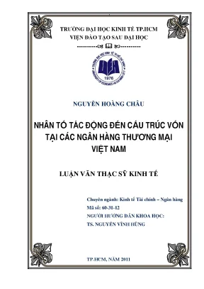 Luận văn thạc sĩ nhân tố tác động đến cấu trúc vốn tại các ngân hàng thương mại việt nam luận văn thạc sĩ