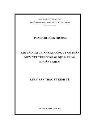 Luận văn thạc sĩ báo cáo tài chính các công ty cổ phần niêm yết sở giao dịch chứng khoán tphcm luận văn thạc sĩ