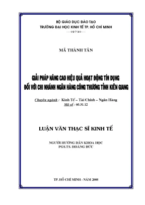 Luận văn thạc sĩ giải pháp nâng cao hiệu quả hoạt động tín dụng đối với chi nhánh ngân hàng công thương tỉnh kiên giang