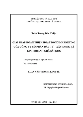 Luận văn thạc sĩ giải pháp hoàn thiện hoạt động marketing của công ty cổ phần đầu tư xây dựng và kinh doanh nhà sài gòn luận văn thạc sĩ