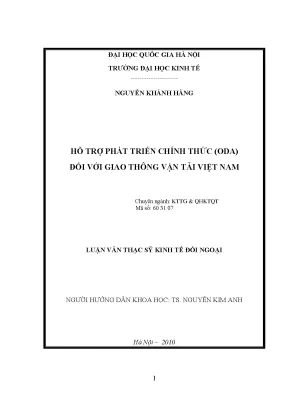 Luận văn thạc sĩ hỗ trợ phát triển chính thức oda đối với giao thông vận tải việt nam