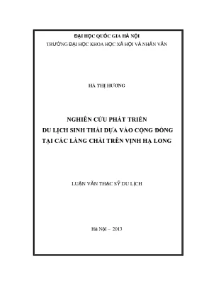 Luận văn thạc sĩ nghiên cứu phát triển du lịch sinh thái dựa vào cộng đồng tại các làng chài trên vịnh hạ long