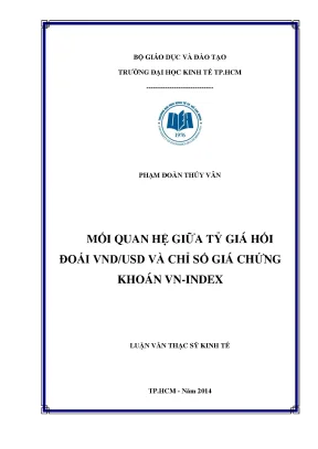 Luận văn thạc sĩ mối quan hệ giữa tỷ giá hối đoái vnd usd và chỉ số giá chứng khoán vn index