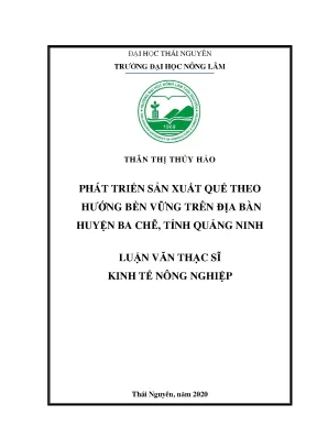 Luận văn tốt nghiệp phát triển sản xuất quế theo hướng bền vững trên địa bàn huyện ba chẽ tỉnh quảng ninh