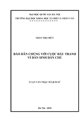 Luận văn thạc sĩ báo dân chúng với cuộc đấu tranh vì dân sinh dân chủ