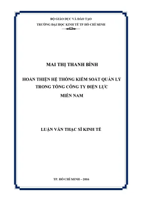 Luận văn thạc sĩ hoàn thiện hệ thống kiểm soát quản lý trong tổng công ty điện lực miền nam