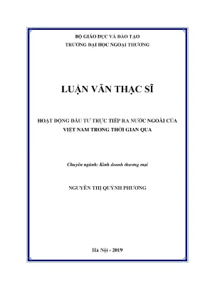 Luận văn thạc sĩ hoạt động đầu tư trực tiếp ra nước ngoài của việt nam trong thời gian qua