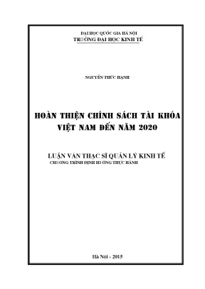 Luận văn thạc sĩ hoàn thiện chính sách tài khóa việt nam đến năm 2020