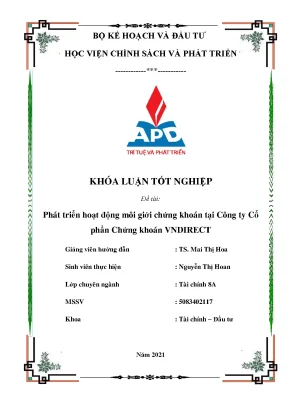 Luận văn tốt nghiệp phát triển hoạt động môi giới chứng khoán tại công ty cổ phần chứng khoán vndirect