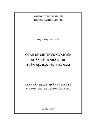 Luận văn thạc sĩ quản lý chi tiêu thường xuyên ngân sách nhà nước trên địa bàn tỉnh hà nam