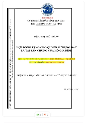 Luận văn thạc sĩ hợp đồng tặng cho quyền sử dụng đất là tài sản chung của hộ gia đình