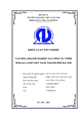 Luận văn tốt nghiệp văn hóa doanh nghiệp tại công ty tnhh whale land việt nam thành phố hà nội