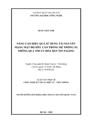 Luận văn thạc sĩ nâng cao hiệu quả sử dụng tài nguyên mạng mật độ siêu cao trong hệ thống 5g thông qua tối ưu hóa bản tin paging luận văn ths công nghệ kỹ thuật điện tử viễn thông
