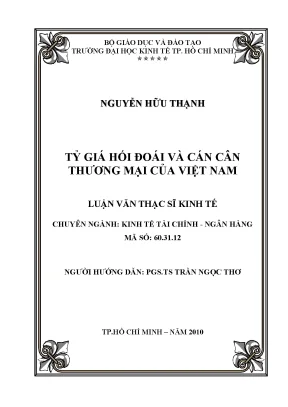 Luận văn thạc sĩ tỷ giá hối đoái và cán cân thương mại của việt nam luận văn thạc sĩ
