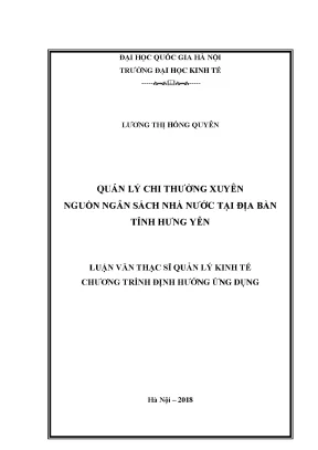 Luận văn thạc sĩ quản lý chi thường xuyên nguồn ngân sách nhà nước tại địa bàn tỉnh hưng yên