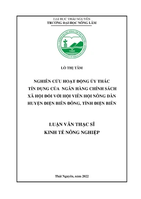 Luận văn thạc sĩ nghiên cứu hoạt động ủy thác tín dụng của ngân hàng chính sách xã hội đối với hội viên hội nông dân huyện điện biên đông tỉnh điện biên