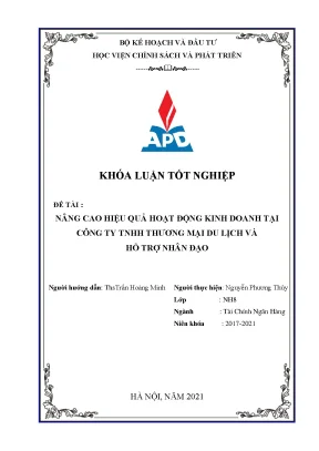 Luận văn tốt nghiệp nâng cao hiệu quả hoạt động kinh doanh tại công ty tnhh thương mại du lịch và hỗ trợ nhân đạo