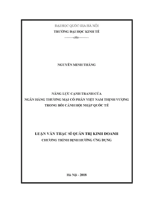 Luận văn thạc sĩ năng lực cạnh tranh của ngân hàng thương mại cổ phần việt nam thịnh vượng trong bối cảnh hội nhập quốc tế