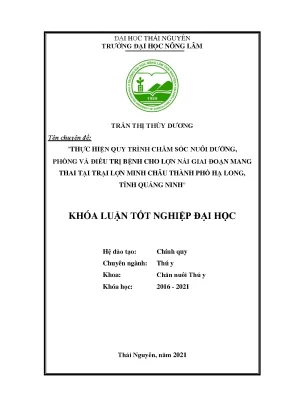Luận văn tốt nghiệp thực hiện quy trình chăm sóc nuôi dưỡng phòng và điều trị bệnh cho lợn nái giai đoạn mang thai tại trại lợn minh châu thành phố hạ long tỉnh quảng ninh