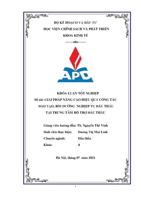 Luận văn tốt nghiệp giải pháp nâng cao hiệu quả công tác đào tạo bồi dưỡng nghiệp vụ đấu thầu tại trung tâm hỗ trợ đấu thầu