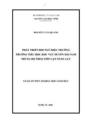 Luận án tiến sĩ phát triển đội ngũ hiệu trưởng trường tiểu học khu vực duyên hải nam trung bộ theo tiếp cận năng lực