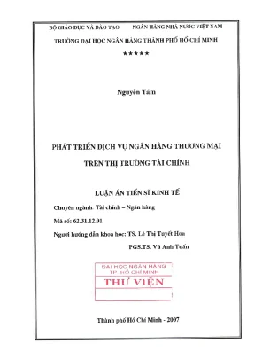 Luận văn thạc sĩ phát triển dịch vụ ngân hàng thương mại trên thị trường tài chính