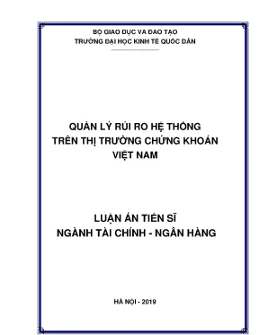 Luận án tiến sĩ quản lý rủi ro hệ thống trên thị trường chứng khoán việt nam