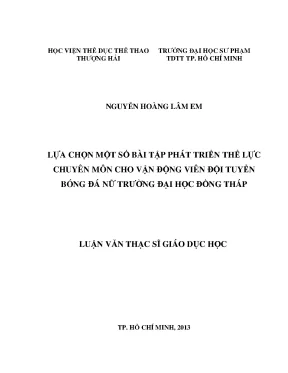 Luận văn thạc sĩ lựa chọn một số bài tập phát triển thể lực chuyên môn cho vđv đội tuyển bóng đá nữ trường đại học đồng tháp