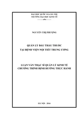 Luận văn thạc sĩ quản lý đấu thầu thuốc tại bệnh viện nội tiết trung ương 002