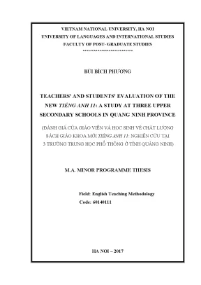 Luận văn thạc sĩ teachers and students evaluation of the new tiếng anh 11 a study at three upper secondary schools in quang ninh province