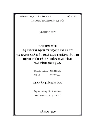 Luận án tiến sĩ nghiên cứu đặc điểm dịch tễ học lâm sàng và đánh giá kết quả can thiệp điều trị bệnh phổi tắc nghẽn mạn tính tại tỉnh nghệ an