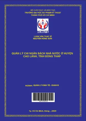 Luận văn thạc sĩ hcmute quản lý chi ngân sách nhà nước ở huyện cao lãnh tỉnh đồng tháp