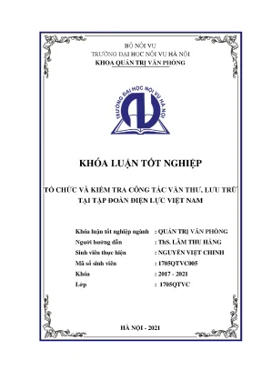 Luận văn tốt nghiệp tổ chức kiểm tra văn thư lưu trữ tại tập đoàn điện lực việt nam