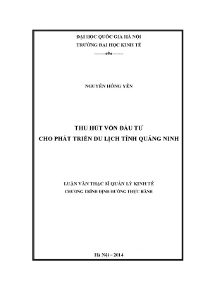Luận văn thạc sĩ thu hút vốn đầu tư cho phát triển du lịch tỉnh quảng ninh