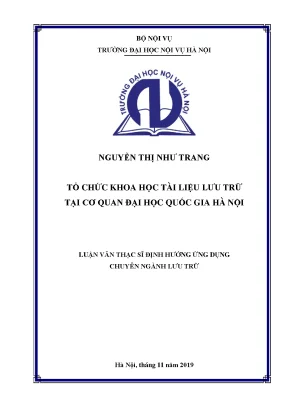 Luận văn tốt nghiệp tổ chức khoa học tài liệu lưu trữ tại cơ quan đại học quốc gia hà nội