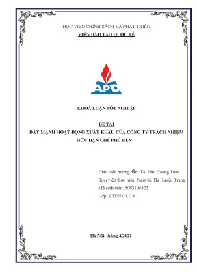 Luận văn tốt nghiệp đẩy mạnh hoạt động xuất khẩu của công ty trách nhiệm hữu hạn chè phú bền